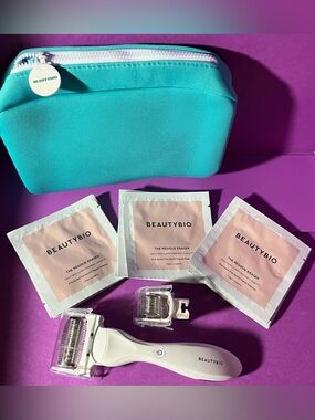 BEAUTY-BIO - derma needle roller tool with extra head and 30 residue erasers.